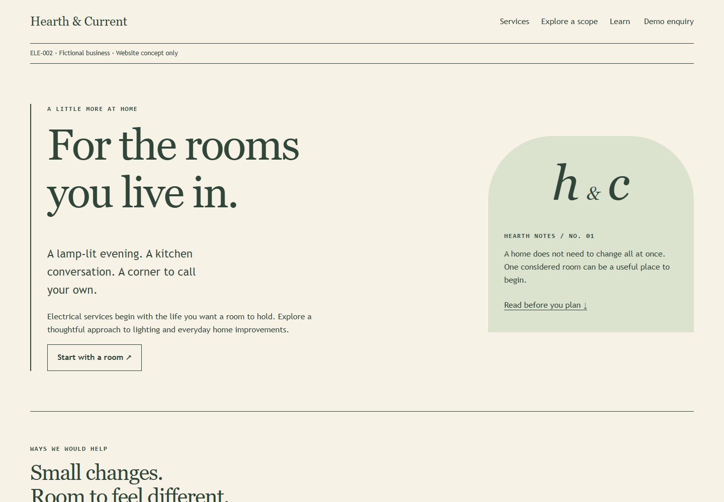 Hearth & Current desktop website screenshot preview