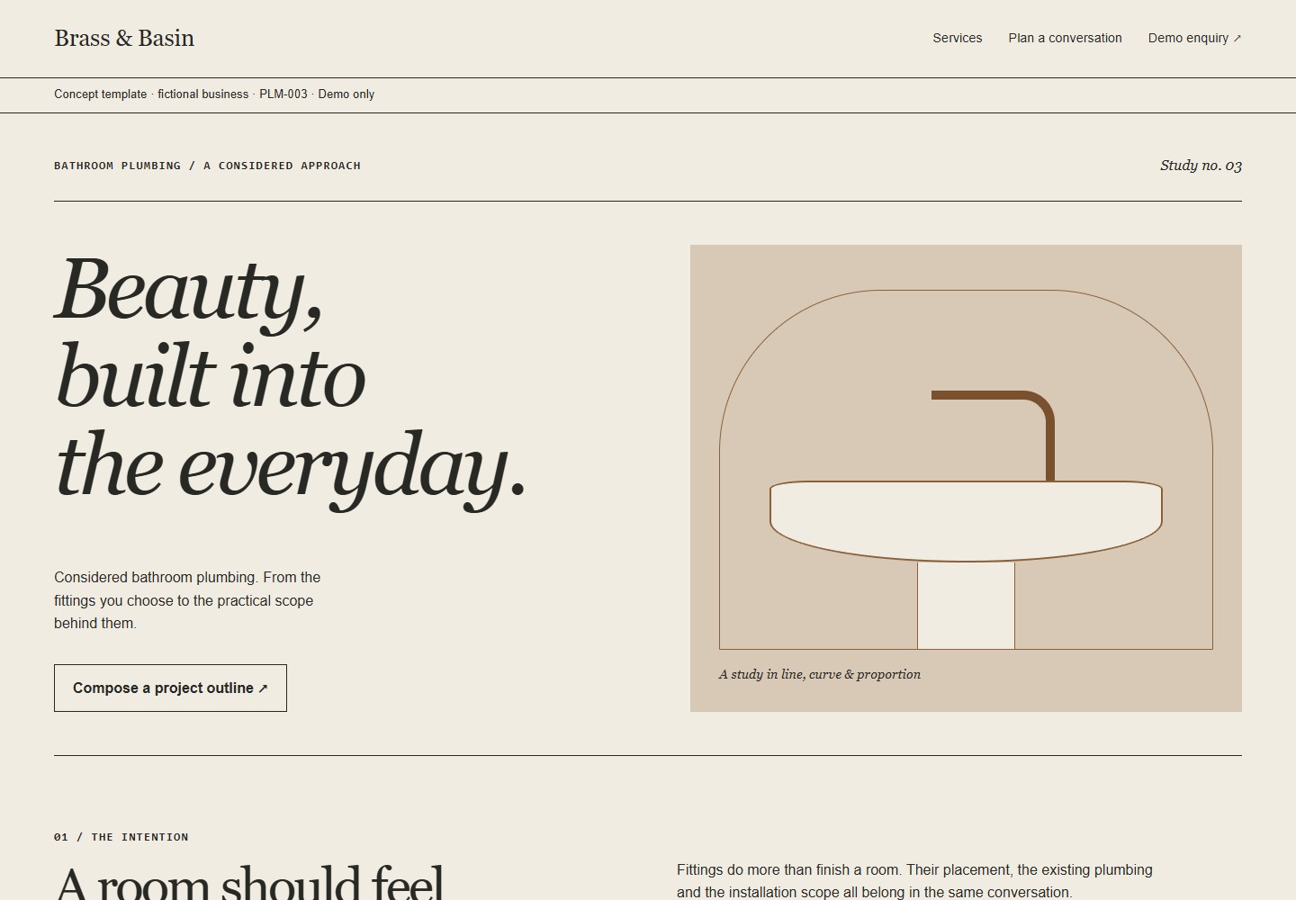 Brass & Basin desktop website screenshot preview