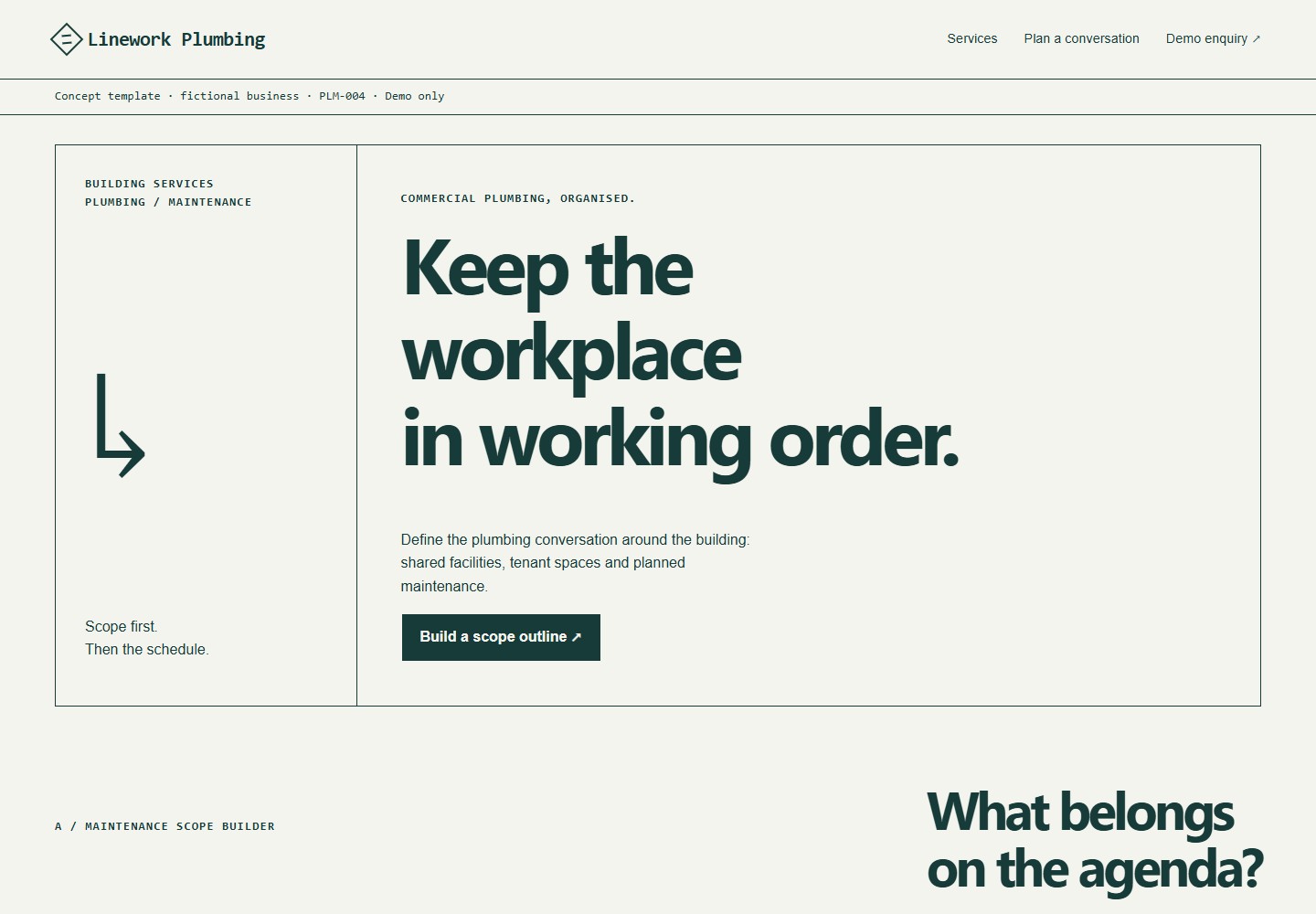 Linework Plumbing desktop website screenshot preview