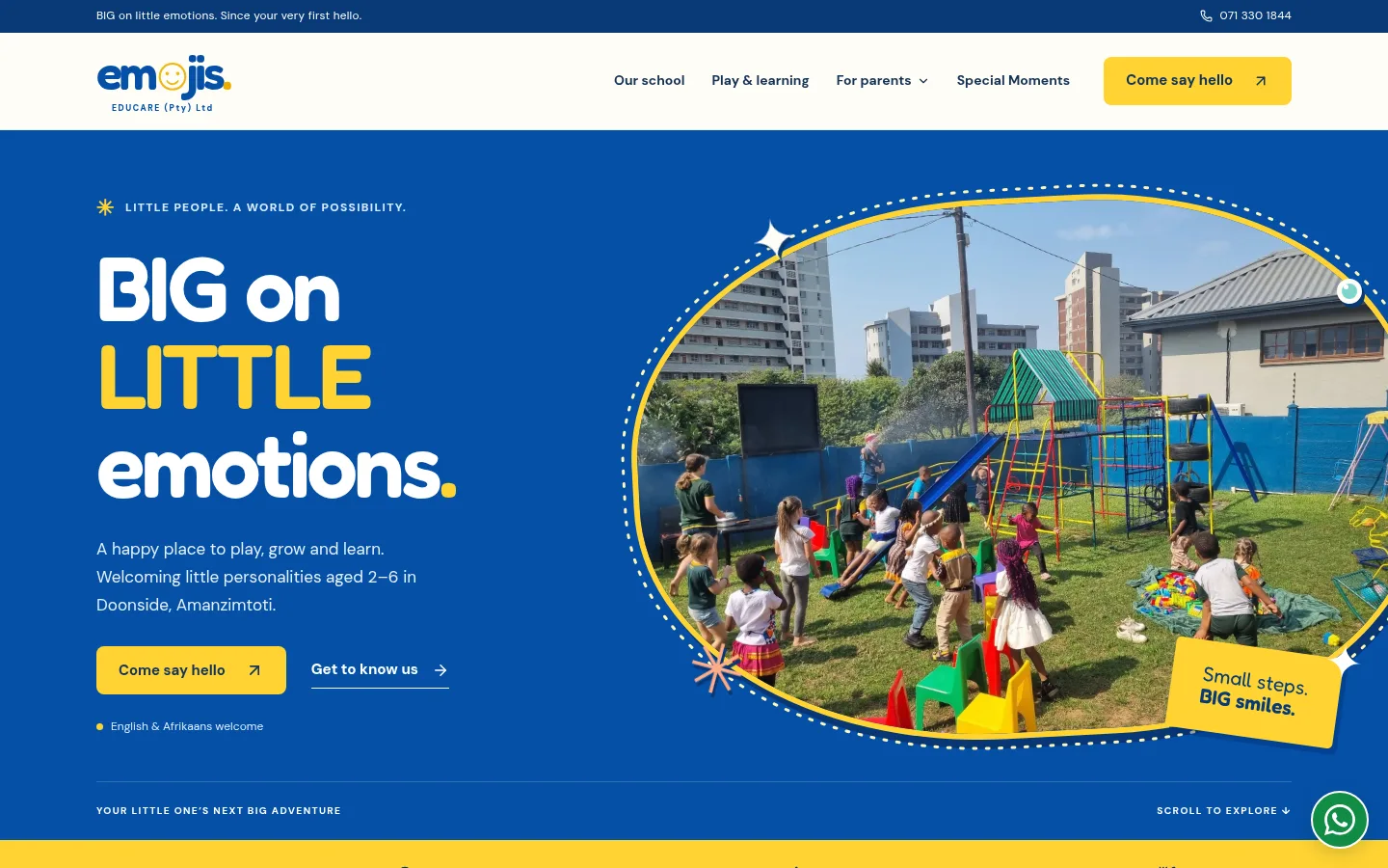 Emojis EDUCARE website on desktop
